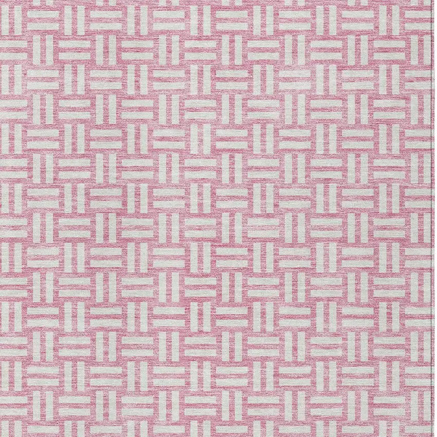 Pink And Ivory Geometric Washable Indoor Outdoor Area Rug Photo 7
