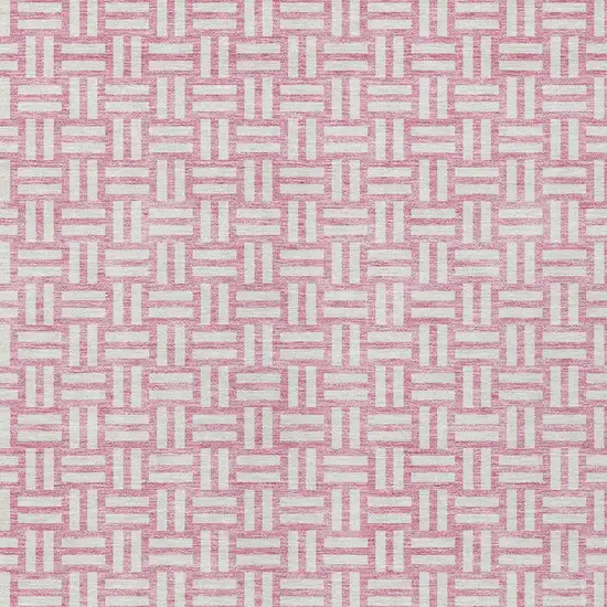 Pink And Ivory Geometric Washable Indoor Outdoor Area Rug Photo 7
