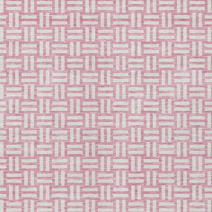 Pink And Ivory Geometric Washable Indoor Outdoor Area Rug Photo 7