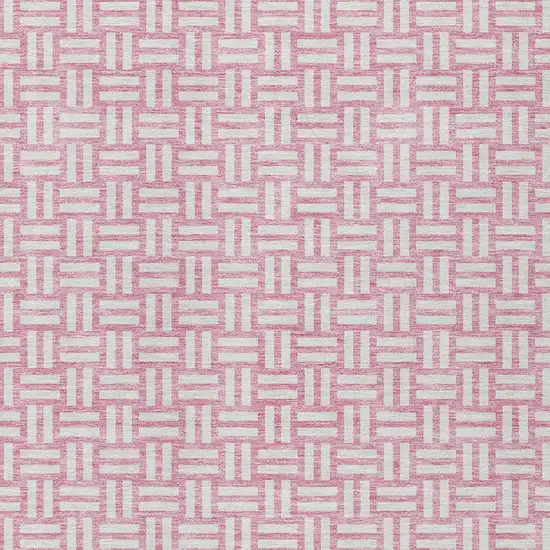 Pink And Ivory Geometric Washable Indoor Outdoor Area Rug Photo 7