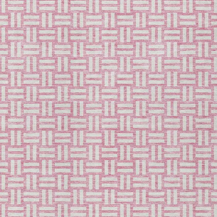 Pink And Ivory Geometric Washable Indoor Outdoor Area Rug Photo 7