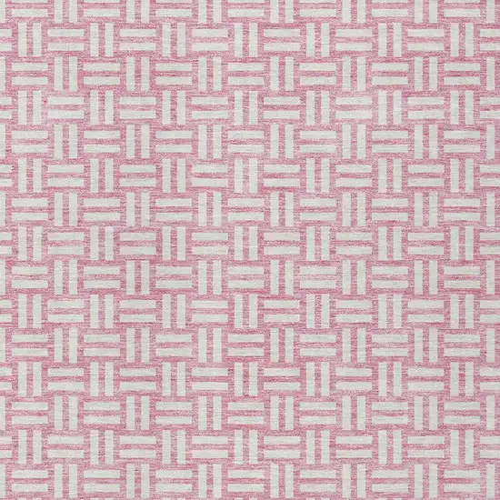 Pink And Ivory Geometric Washable Indoor Outdoor Area Rug Photo 7