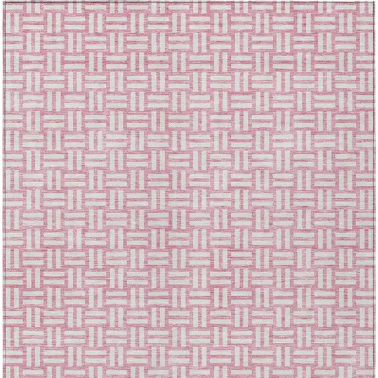 Pink And Ivory Geometric Washable Indoor Outdoor Area Rug Photo 8