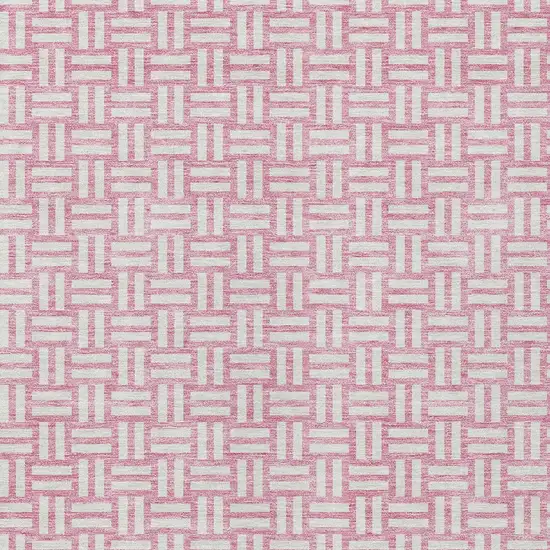 Pink And Ivory Geometric Washable Indoor Outdoor Area Rug Photo 7