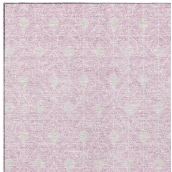 Pink And Ivory Geometric Washable Indoor Outdoor Area Rug Photo 5