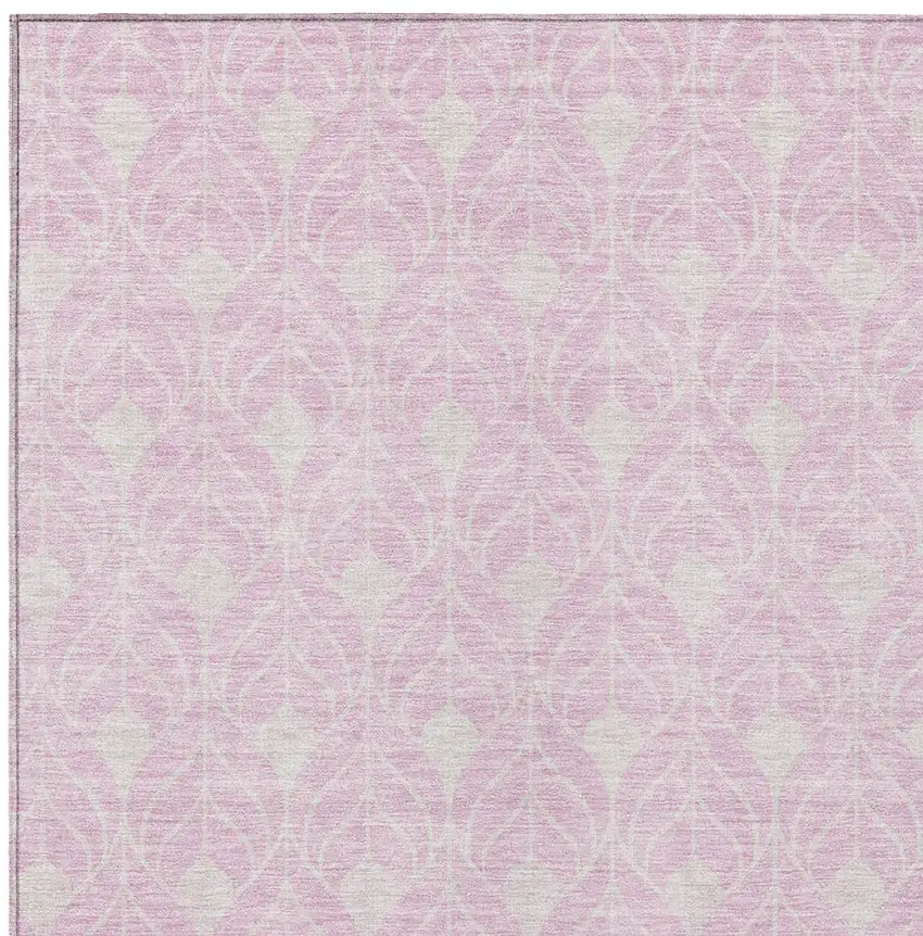 Pink And Ivory Geometric Washable Indoor Outdoor Area Rug Photo 5