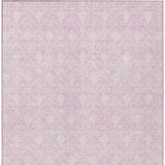 Pink And Ivory Geometric Washable Indoor Outdoor Area Rug Photo 6