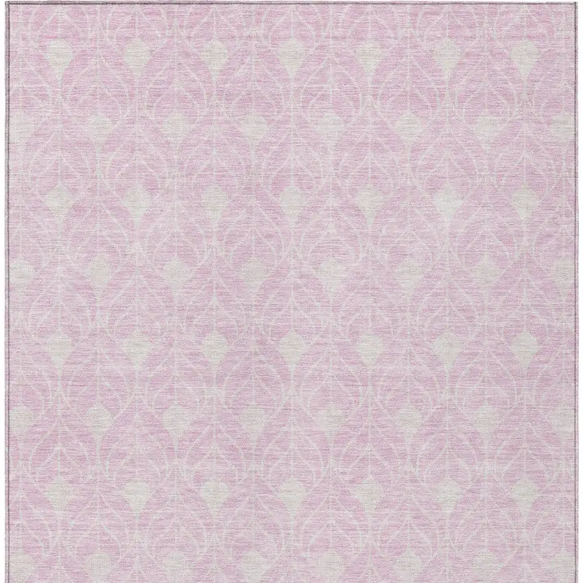 Pink And Ivory Geometric Washable Indoor Outdoor Area Rug Photo 5