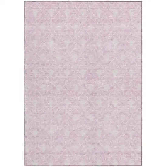 Pink And Ivory Geometric Washable Indoor Outdoor Area Rug Photo 5