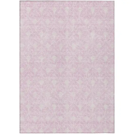 Pink And Ivory Geometric Washable Indoor Outdoor Area Rug Photo 2