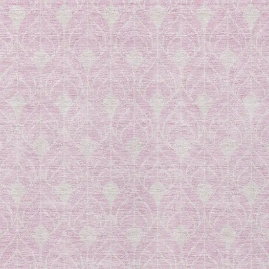 Pink And Ivory Geometric Washable Indoor Outdoor Area Rug Photo 5
