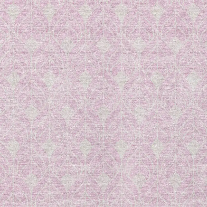 Pink And Ivory Geometric Washable Indoor Outdoor Area Rug Photo 5