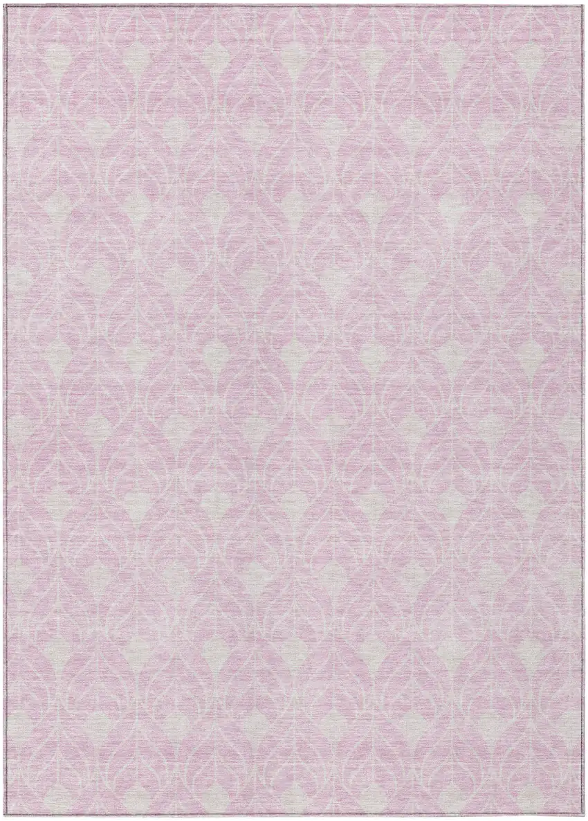 Pink And Ivory Geometric Washable Indoor Outdoor Area Rug Photo 2