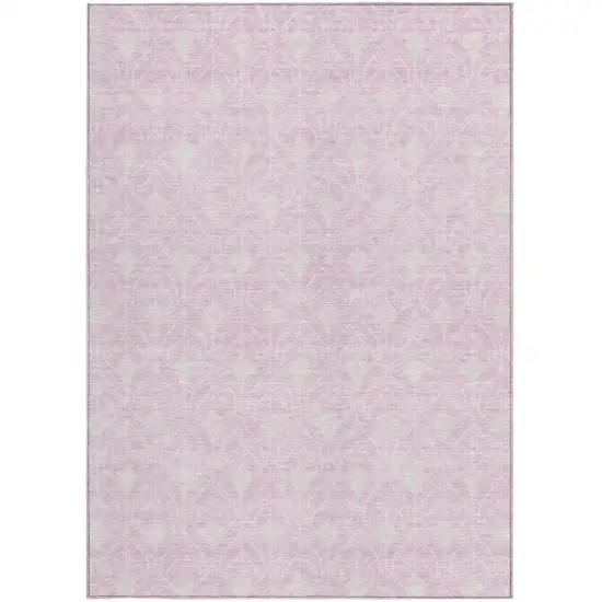 Pink And Ivory Geometric Washable Indoor Outdoor Area Rug Photo 6