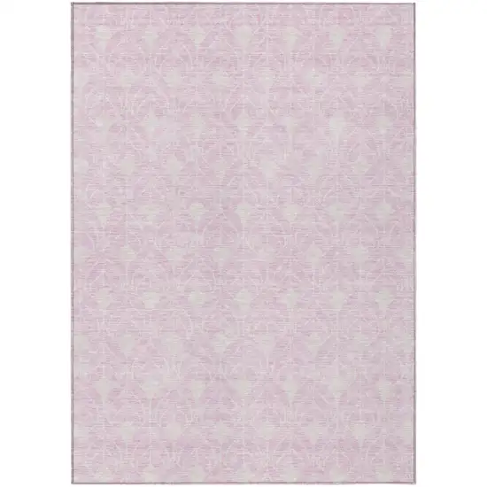 Pink And Ivory Geometric Washable Indoor Outdoor Area Rug Photo 2