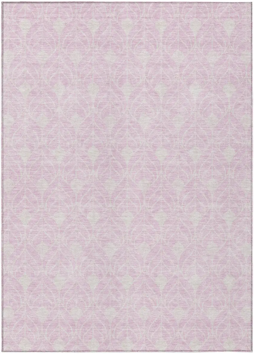 Pink And Ivory Geometric Washable Indoor Outdoor Area Rug Photo 2