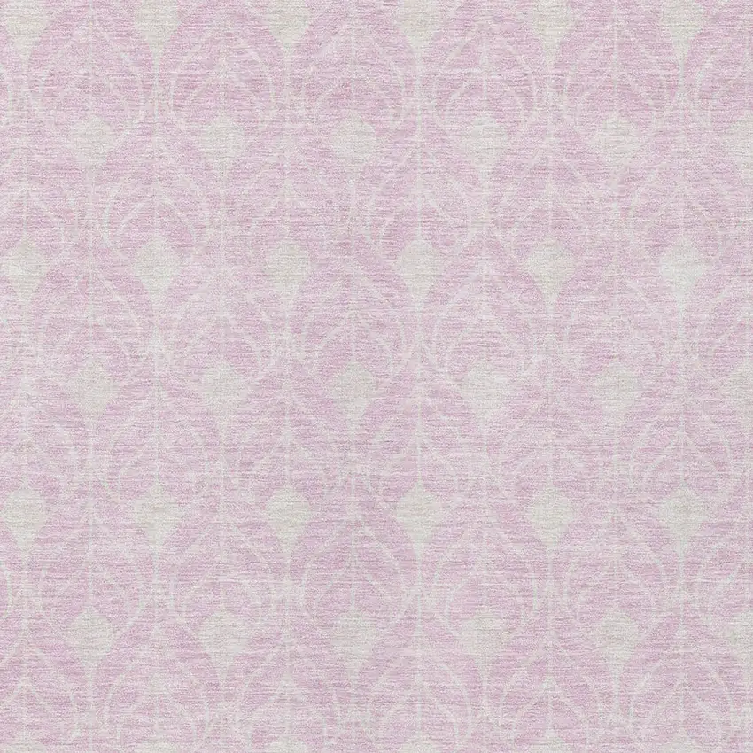 Pink And Ivory Geometric Washable Indoor Outdoor Area Rug Photo 5
