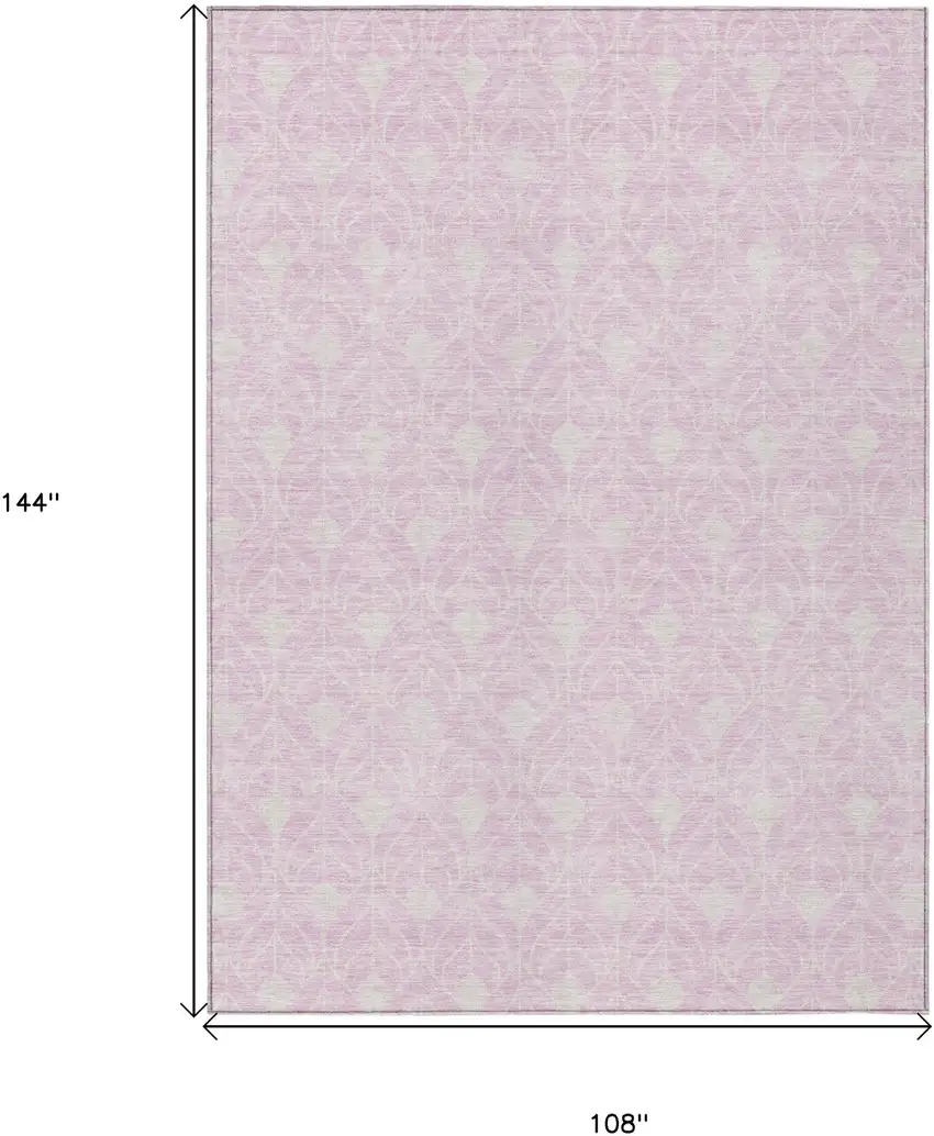 Pink And Ivory Geometric Washable Indoor Outdoor Area Rug Photo 3