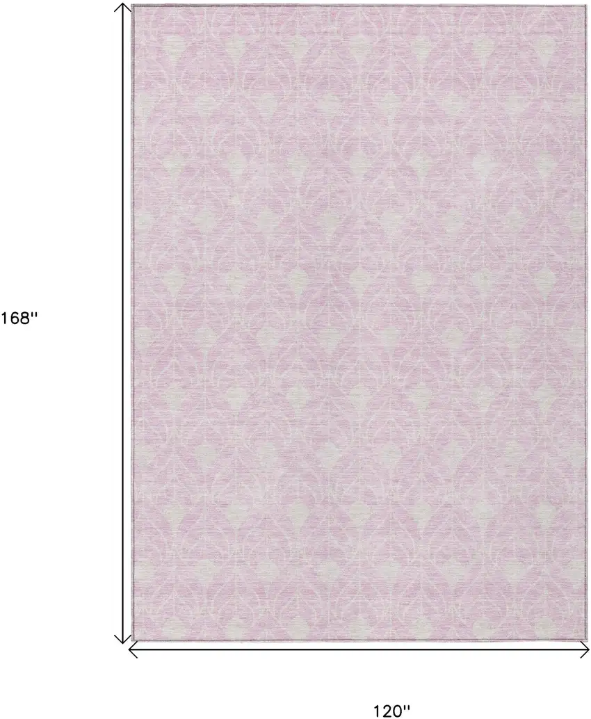 Pink And Ivory Geometric Washable Indoor Outdoor Area Rug Photo 3