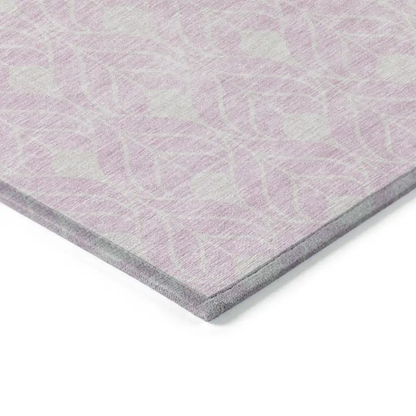Pink And Ivory Geometric Washable Indoor Outdoor Area Rug Photo 4