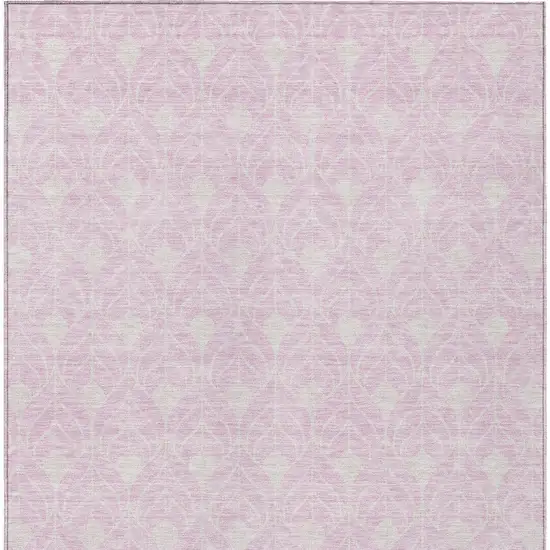 Pink And Ivory Geometric Washable Indoor Outdoor Area Rug Photo 5