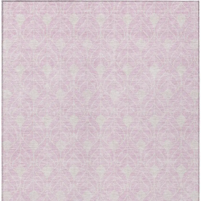 Pink And Ivory Geometric Washable Indoor Outdoor Area Rug Photo 5