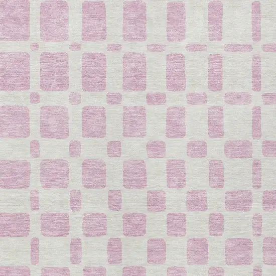 Pink And Ivory Geometric Washable Indoor Outdoor Area Rug Photo 6