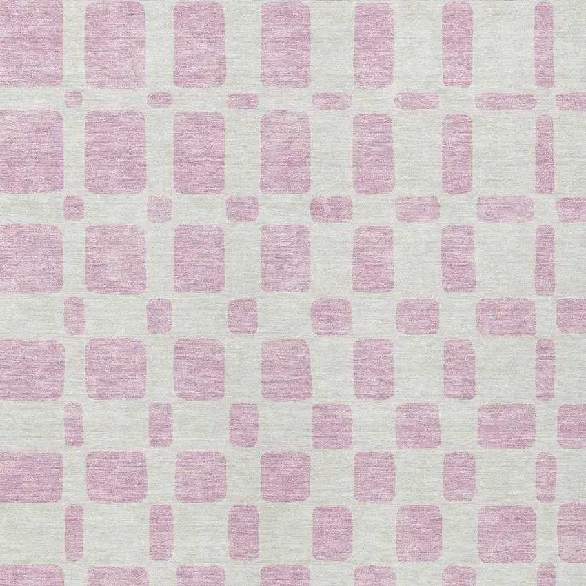 Pink And Ivory Geometric Washable Indoor Outdoor Area Rug Photo 6