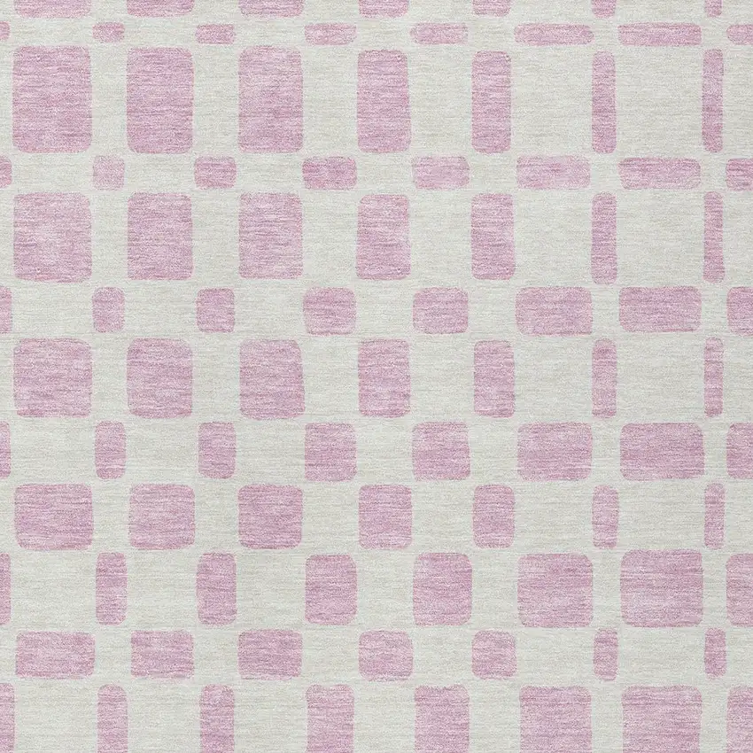 Pink And Ivory Geometric Washable Indoor Outdoor Area Rug Photo 6