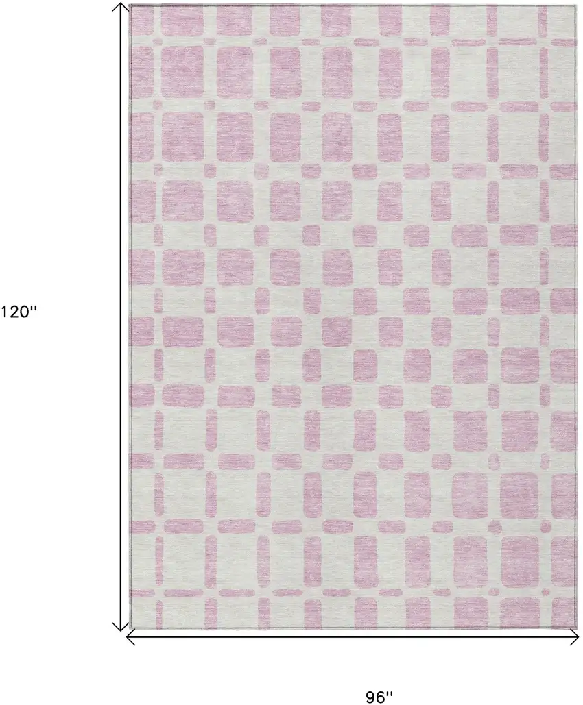 Pink And Ivory Geometric Washable Indoor Outdoor Area Rug Photo 3