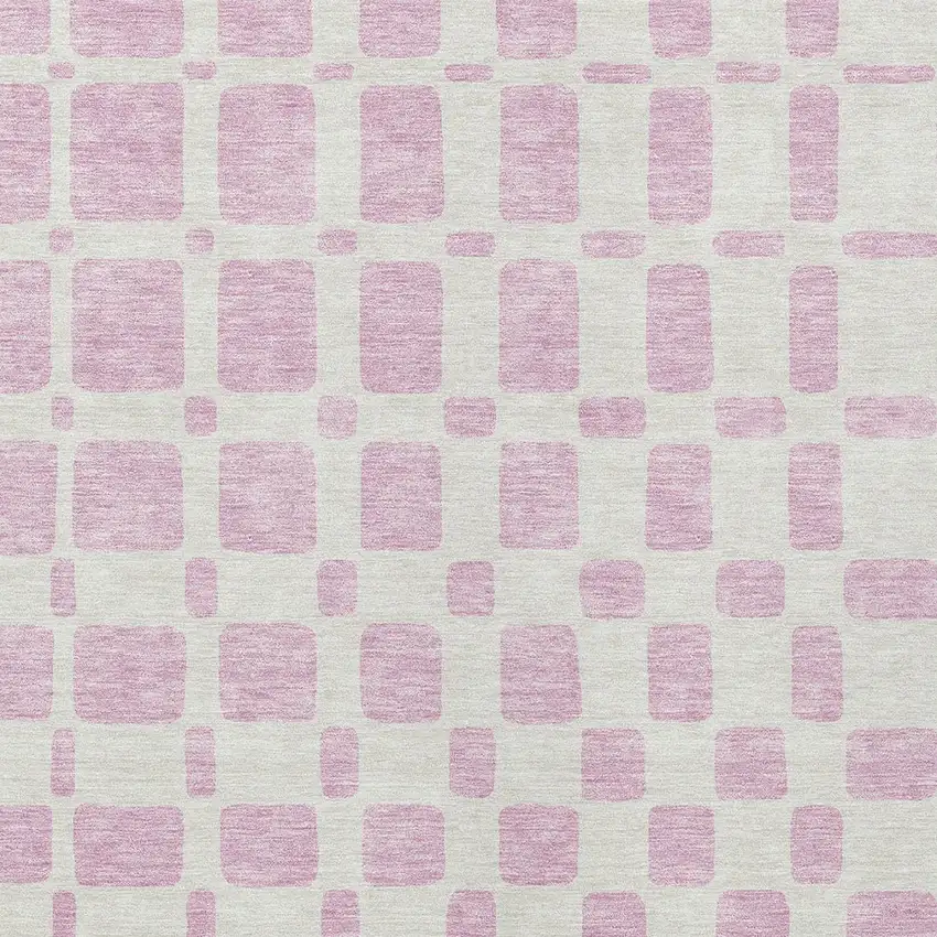 Pink And Ivory Geometric Washable Indoor Outdoor Area Rug Photo 6