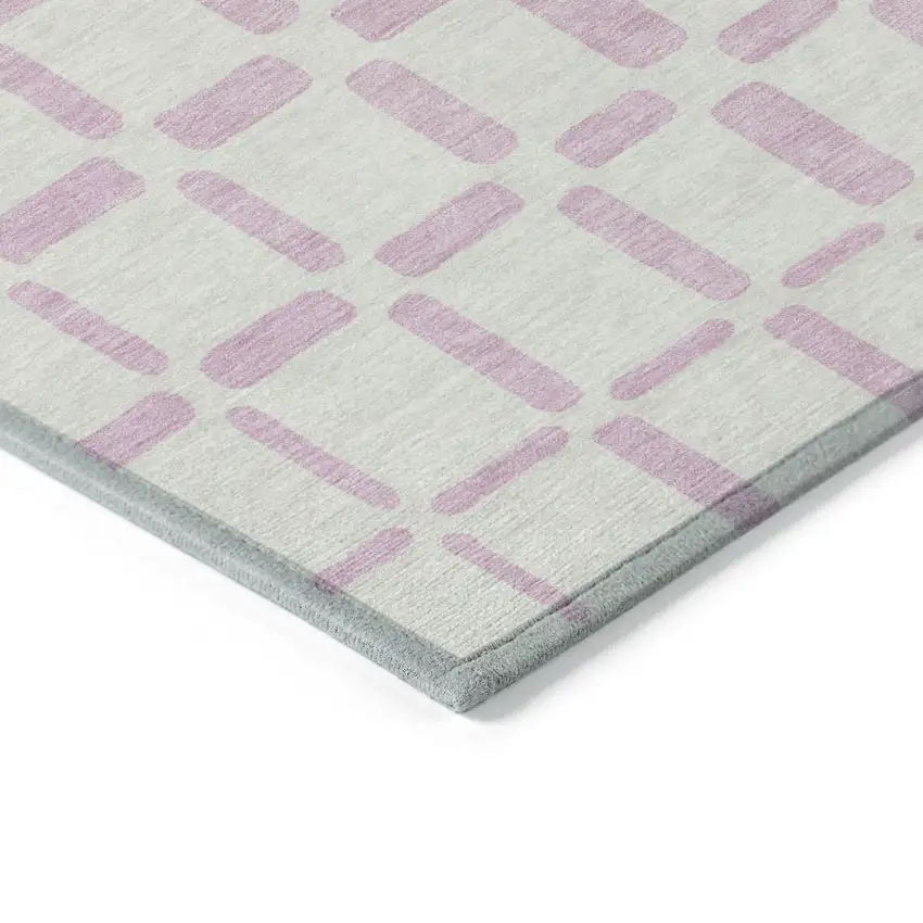 Pink And Ivory Geometric Washable Indoor Outdoor Area Rug Photo 5