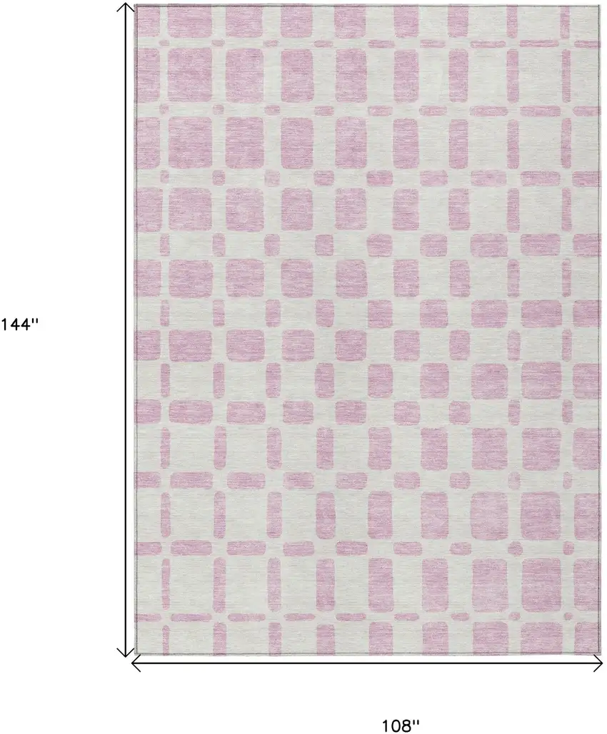 Pink And Ivory Geometric Washable Indoor Outdoor Area Rug Photo 3