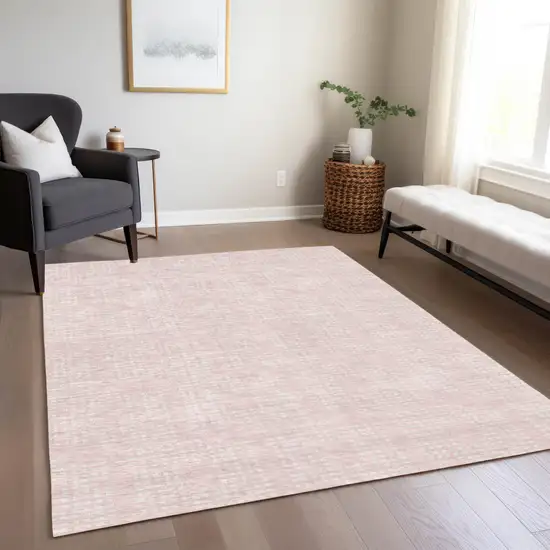 Pink And Ivory Geometric Washable Indoor Outdoor Area Rug Photo 9