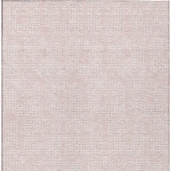 Pink And Ivory Geometric Washable Indoor Outdoor Area Rug Photo 6