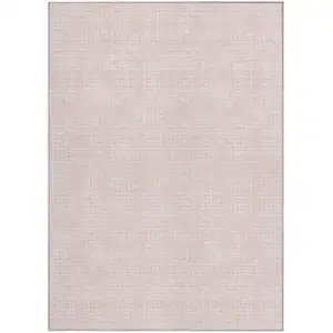 Photo of Pink And Ivory Geometric Washable Indoor Outdoor Area Rug