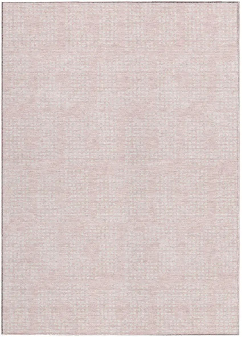 Pink And Ivory Geometric Washable Indoor Outdoor Area Rug Photo 6