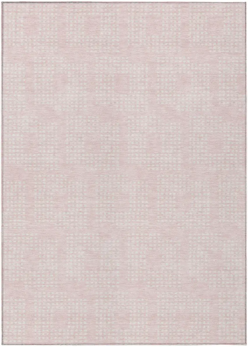 Pink And Ivory Geometric Washable Indoor Outdoor Area Rug Photo 2