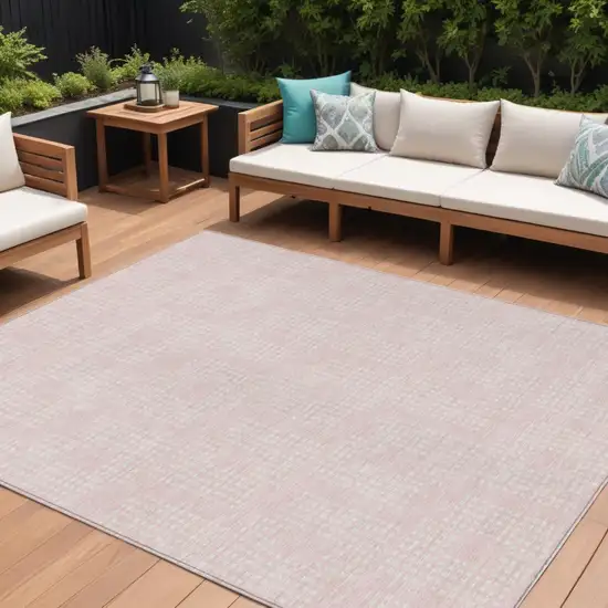 Pink And Ivory Geometric Washable Indoor Outdoor Area Rug Photo 1