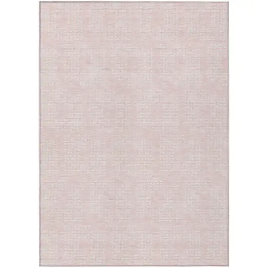 Pink And Ivory Geometric Washable Indoor Outdoor Area Rug Photo 2