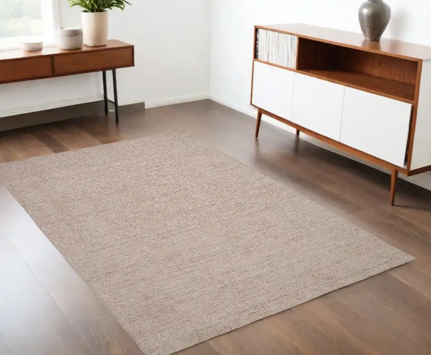 Pink and Ivory Hand Woven Area Rug Photo 1