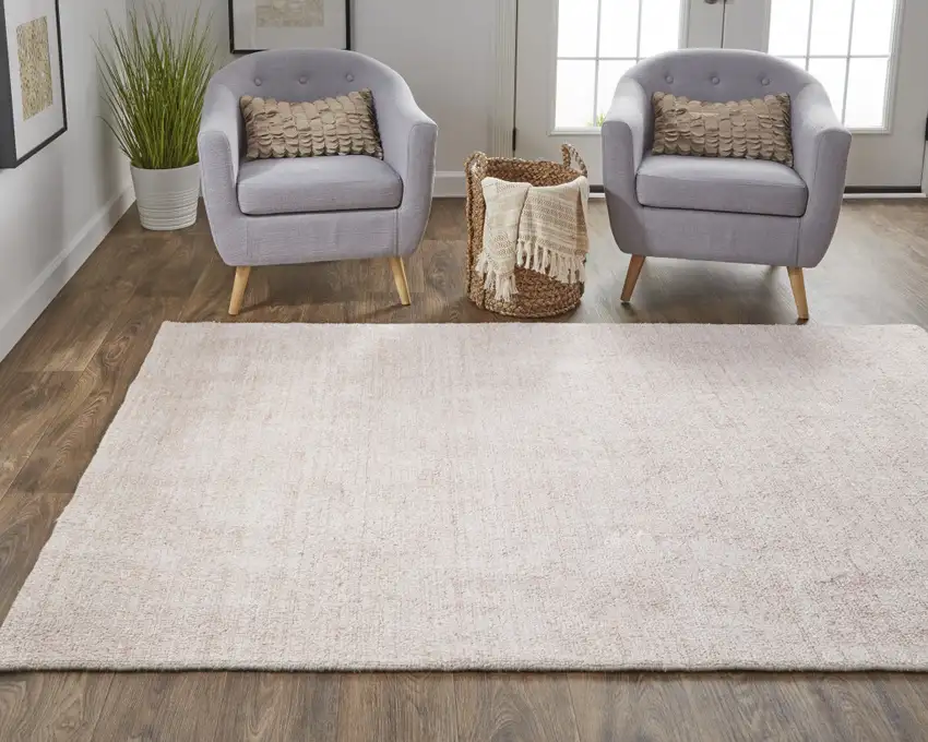 Pink And Ivory Hand Woven Area Rug Photo 8