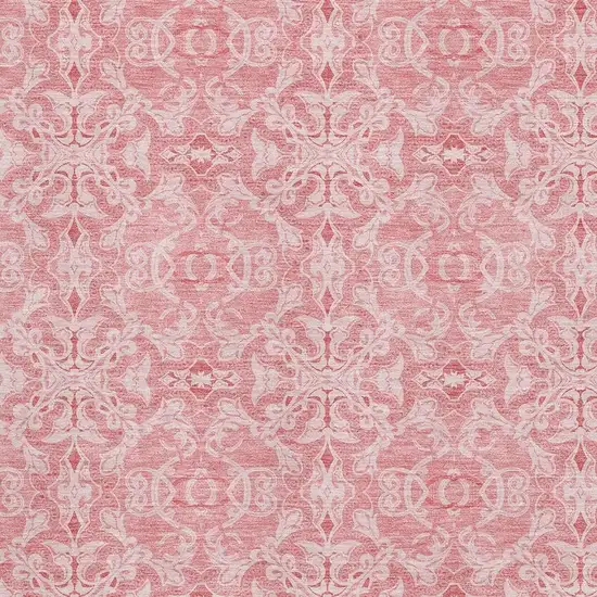 Pink And Ivory Medallion Washable Area Rug With UV Protection Photo 3