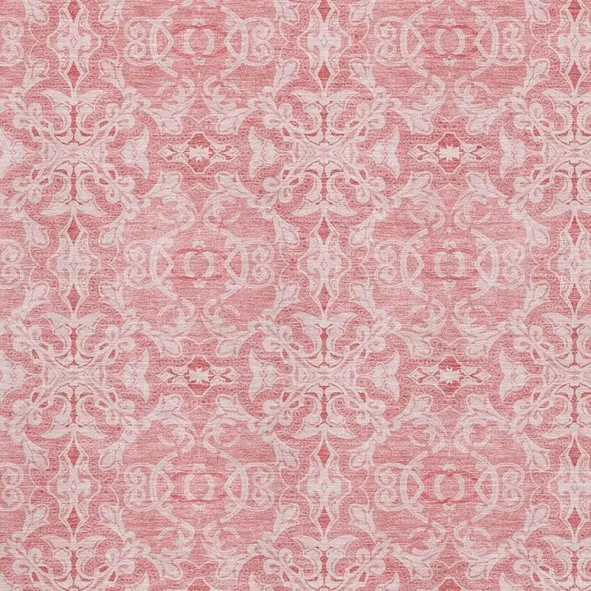 Pink And Ivory Medallion Washable Area Rug With UV Protection Photo 3