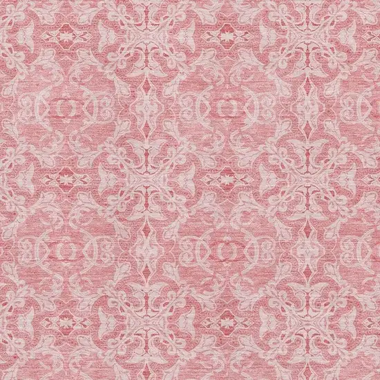 Pink And Ivory Medallion Washable Area Rug With UV Protection Photo 3