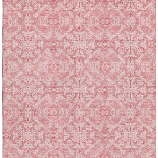Pink And Ivory Medallion Washable Area Rug With UV Protection Photo 4