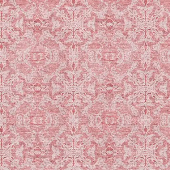 Pink And Ivory Medallion Washable Area Rug With UV Protection Photo 3