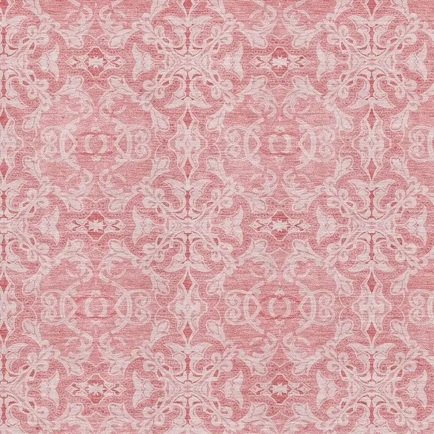 Pink And Ivory Medallion Washable Area Rug With UV Protection Photo 3