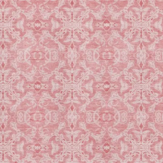 Pink And Ivory Medallion Washable Area Rug With UV Protection Photo 3