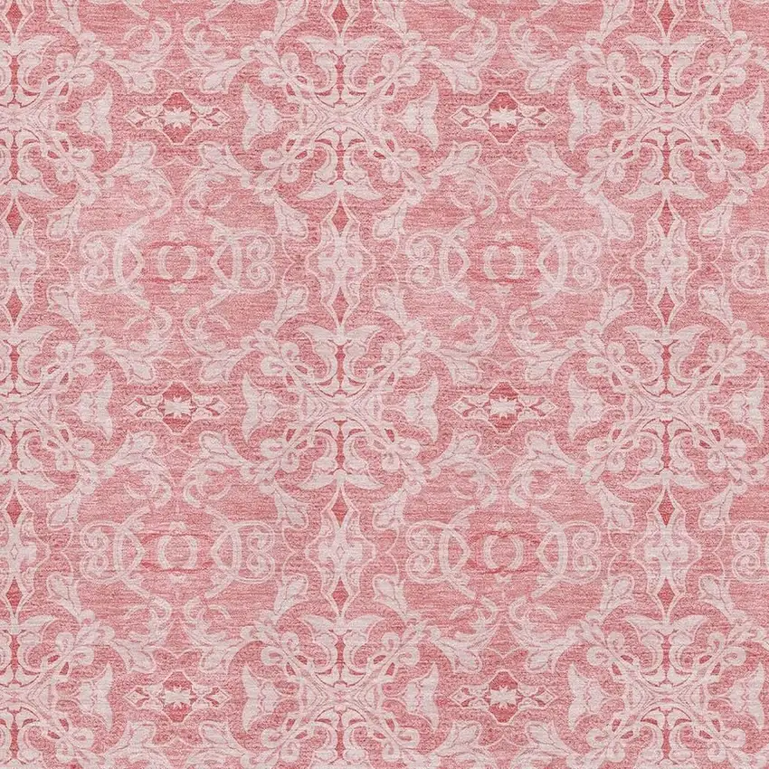 Pink And Ivory Medallion Washable Area Rug With UV Protection Photo 3